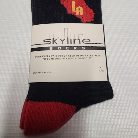 Skyline Socks Los Angeles Black and Red with California and LA on socks NEW - Picture 3 of 3